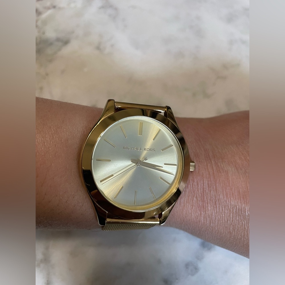 MK Gold-Tone Watch with Silver Dial